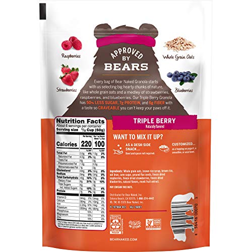 Bear Naked Fit, Granola, Triple Berry, Kosher And Vegan, 12Oz Bag