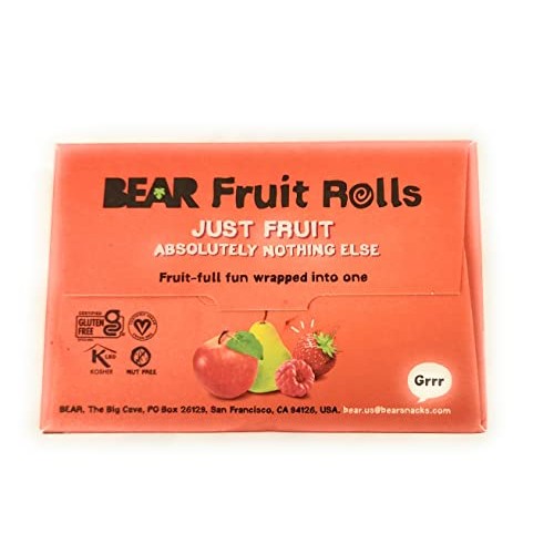 Bear Real Fruit Snack Rolls, Strawberry & Raspberry Variety Pack...