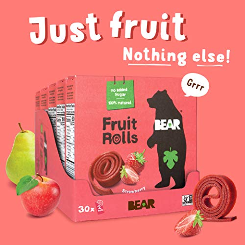 Bear - Real Fruit Yoyos - Strawberry - 0.7 Ounce 30 Count - No