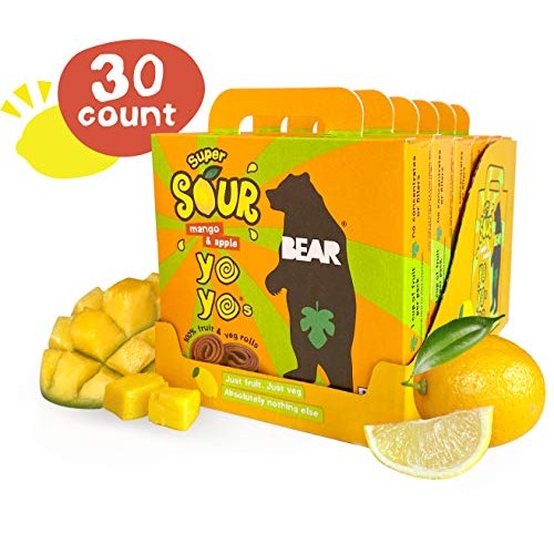 Bear Sour - Real Fruit Yoyos - Mango - 0.7 Ounce 30 Count - No