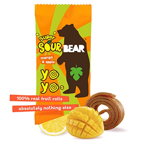 Bear Sour - Real Fruit Yoyos - Mango - 0.7 Ounce 30 Count - No