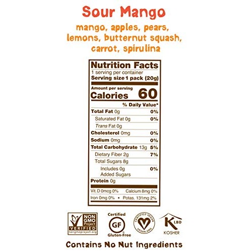 Bear Sour - Real Fruit Yoyos - Mango - 0.7 Ounce 30 Count - No