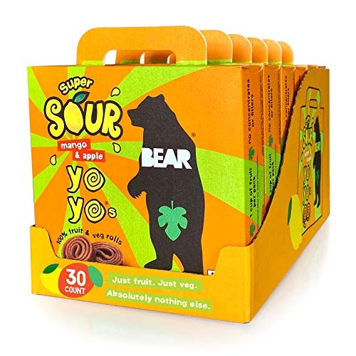 Bear Sour - Real Fruit Yoyos - Mango - 0.7 Ounce 30 Count - No