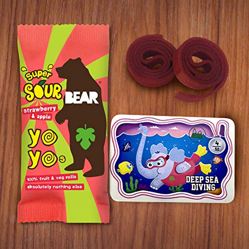 Bear Sour - Real Fruit Yoyos - Strawberry - 0.7 Ounce 30 Count