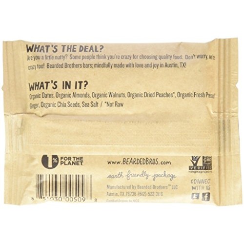 Bearded Brothers Fabulous Ginger Peach Energy Bar, Raw, Vegan, G