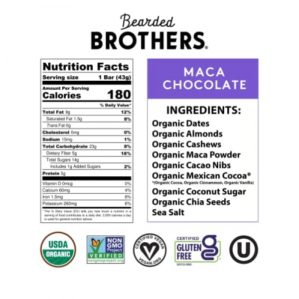 Bearded Brothers Vegan Organic Energy Bar | Gluten Free, Paleo a...