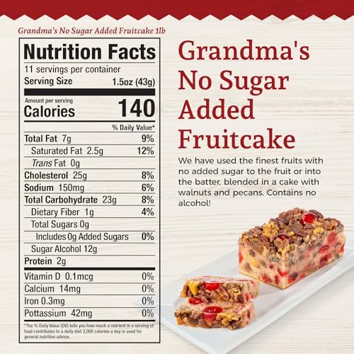 Beatrice Bakery Co. No Sugar Added Fruitcake, Grandmas Baked Fr...