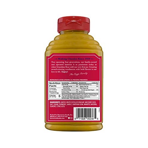 Beaver American Classic Yellow Mustard, 12.5 Ounce Squeeze Bottl