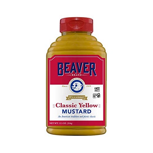 Beaver American Classic Yellow Mustard, 12.5 Ounce Squeeze Bottl