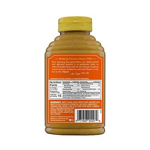 Beaver Sweet Honey Mustard, 13 Ounce Squeeze Bottle Pack Of 6