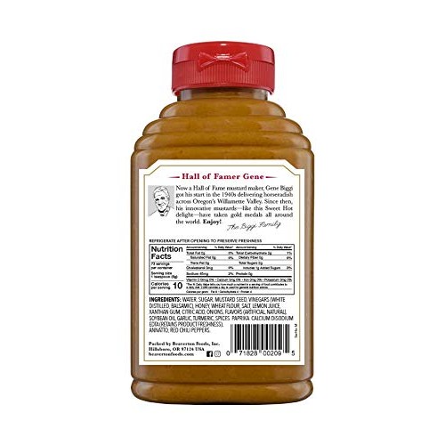 Beaver Sweet Hot Mustard, 13 Ounce Squeeze Bottle Pack Of 6