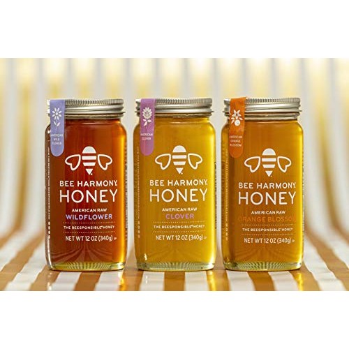 Bee Harmony Honey 3 Pack Variety Pack, 36 Ounce Clover, Wildflo