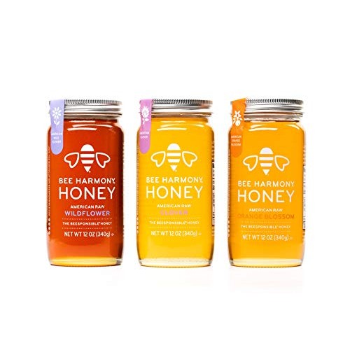 Bee Harmony Honey 3 Pack Variety Pack, 36 Ounce Clover, Wildflo