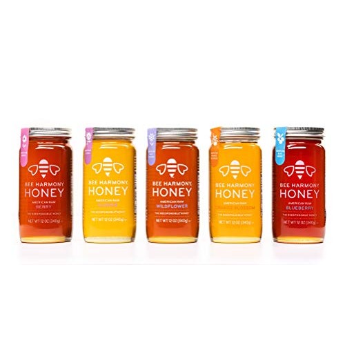 Bee Harmony Honey 5 Pack Variety Pack, 60 Ounce Clover, Wildflo...