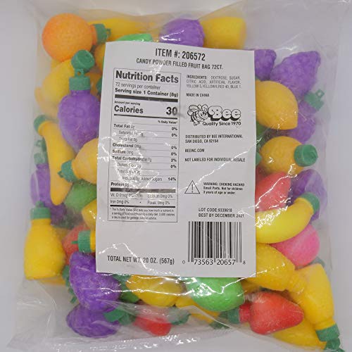 Candy Powder Filled Plastic Fruits Medley - 72-Piece Bag