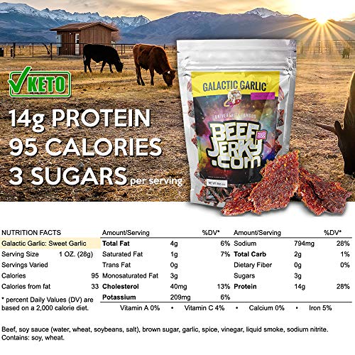 Beefjerky.Com, Gourmet Garlic Beef Jerky Galactic Garlic, 8 Oz
