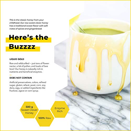 Beekeepers Naturals Sweet Clover Honey - Raw, 100% Pure, Natura