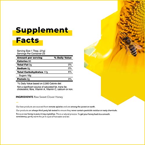 Beekeepers Naturals Sweet Clover Honey - Raw, 100% Pure, Natura