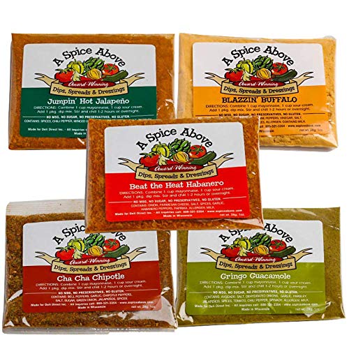 A Spice Above 5 Pack Spicy Dips Mixed Seasonings Packets Include