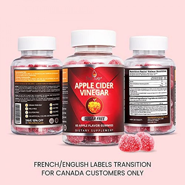 Apple Cider Vinegar Sugar Free Gummies - NO Glucose Syrup, Healt...
