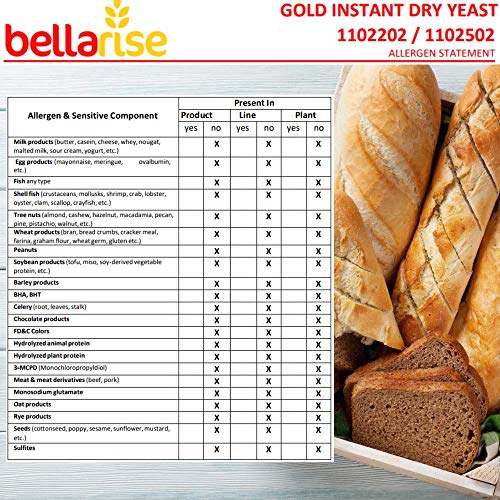 Bellarise Gold Instant Dry Yeast - 1 Lb Fast Acting Instant Ye