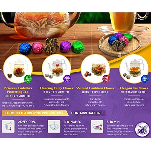 Fairy Garden Blooming Tea Flowers - Variety Pack Includes 4 Diff