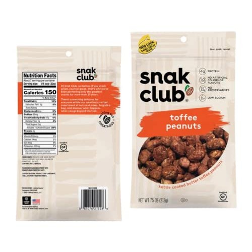 Toffee Peanuts Bundle. Includes Three-7.5 Oz Bags Of Snak Club T