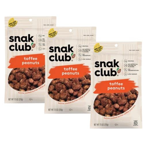Toffee Peanuts Bundle. Includes Three-7.5 Oz Bags Of Snak Club T