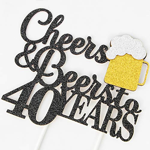 Cheers &Amp; Beers To 40 Years Cake Topper, Happy 40Th Birthday Or 4