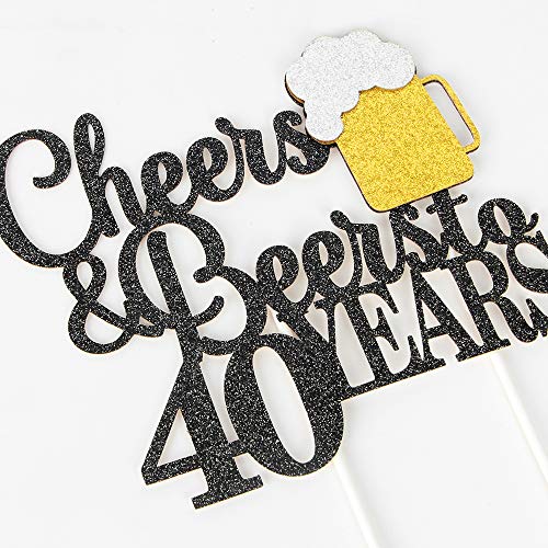 Cheers &Amp; Beers To 40 Years Cake Topper, Happy 40Th Birthday Or 4