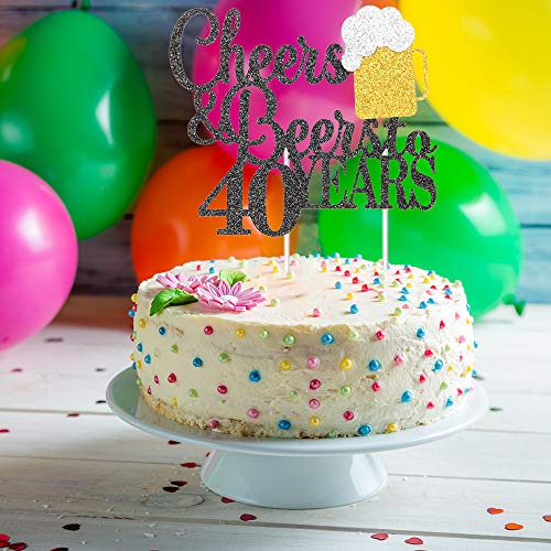 Cheers &Amp; Beers To 40 Years Cake Topper, Happy 40Th Birthday Or 4