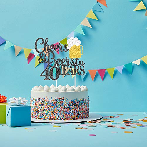 Cheers &Amp; Beers To 40 Years Cake Topper, Happy 40Th Birthday Or 4