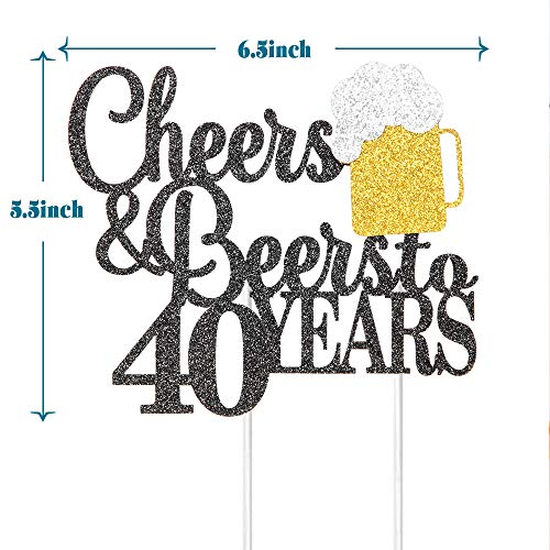 Cheers &Amp; Beers To 40 Years Cake Topper, Happy 40Th Birthday Or 4