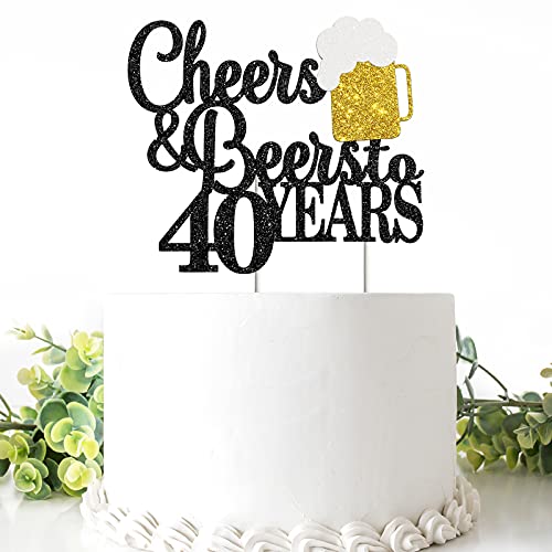 Cheers &Amp; Beers To 40 Years Cake Topper, Happy 40Th Birthday Or 4