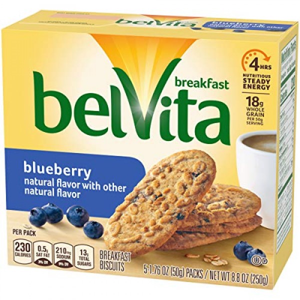 Belvita Blueberry Breakfast Biscuits, 6 Boxes of 5 Packs 4 Bisc...