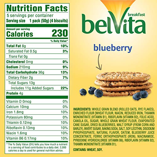 Belvita Blueberry Breakfast Biscuits, 6 Boxes Of 5 Packs 4 Bisc