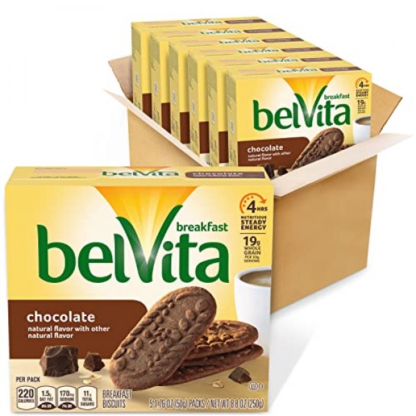 belVita Chocolate Breakfast Biscuits, 6 Boxes of 5 Packs 4 Bisc...