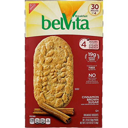 Belvita Cinnamon Brown Sugar Biscuits, 1.76 Oz, 30Count, 4 Pack