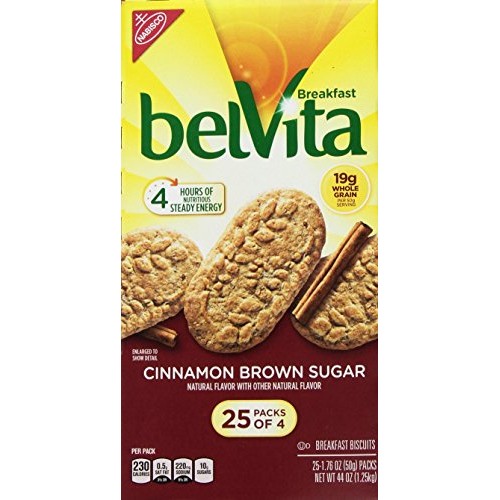 Belvita Cinnamon Brown Sugar Biscuits, 25 Count In Packs Of 4 Ea