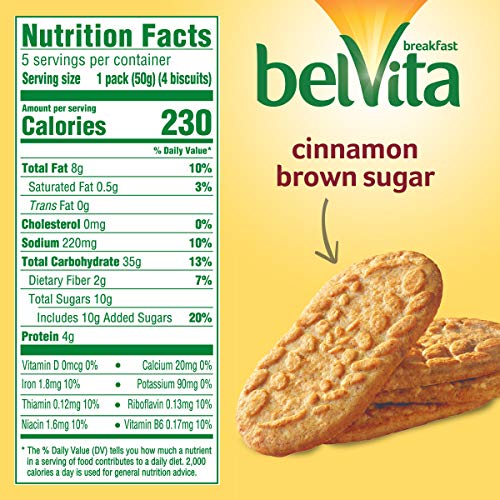 Belvita Cinnamon Brown Sugar Breakfast Biscuits, 8 Packs 4 Bisc