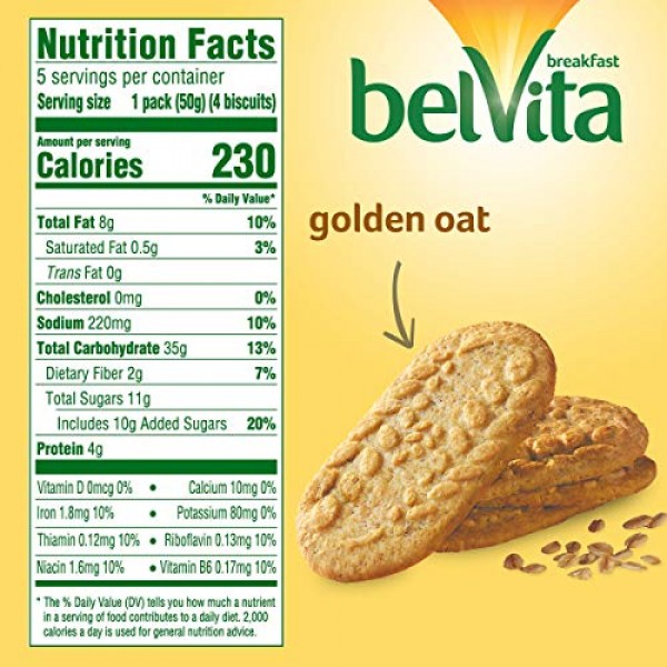 belVita Golden Oat Breakfast Biscuits, 6 Boxes of 5 Packs 4 Bis...