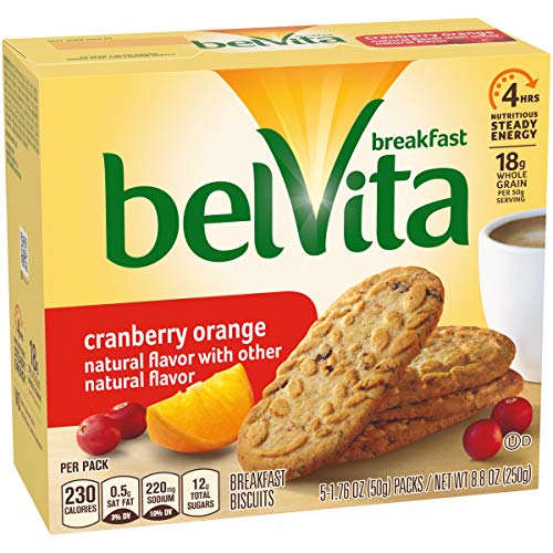 Belvita Cranberry Orange Breakfast Biscuits, 5 Packs 4 Biscuits