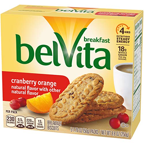 Belvita Cranberry Orange Breakfast Biscuits, 5 Packs 4 Biscuits