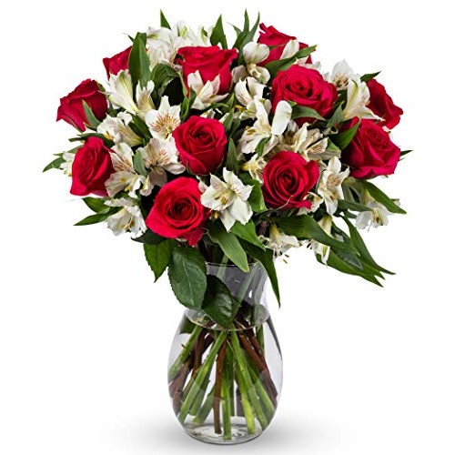 Benchmark Bouquets Signature Roses And Alstroemeria, With Vase