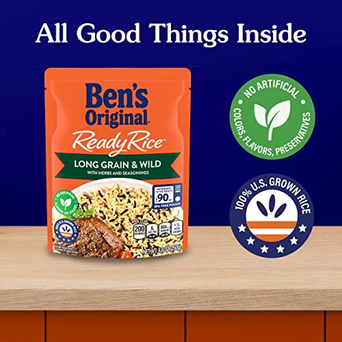 BENS ORIGINAL Ready Rice Long Grain and Wild Flavored Rice, Eas...