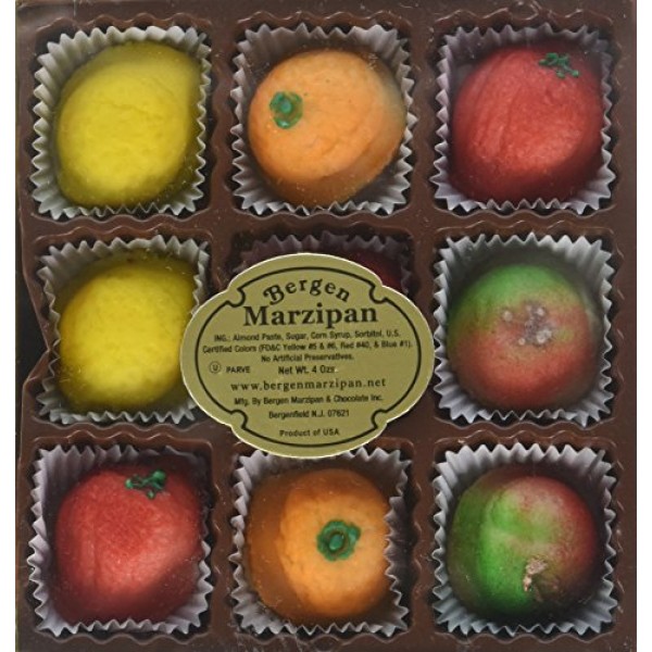 Assorted Marzipan Fruit - 9 Pieces 4 Oz