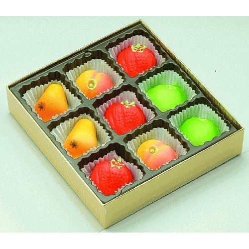 Bergen Marzipan Fruits 9Pcs 4Oz Marzipan Food, Red, Yellow, Green