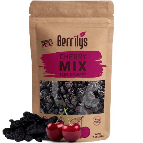 Berrilys Cherry Mix, 10 oz, Dried Tart and Sweet Cherries, Healt...