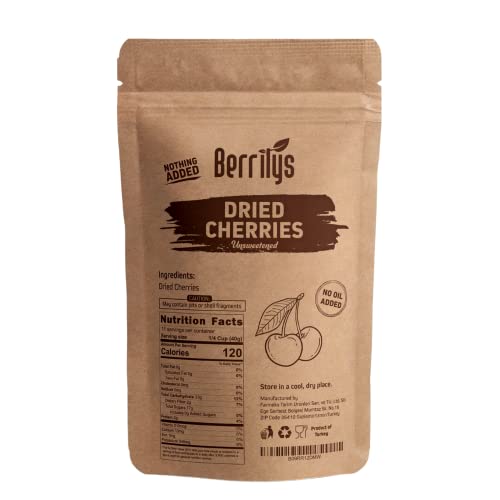 Berrilys Dried Dark Sweet Cherries, No Added Sugar, 1 LB, Pitted...