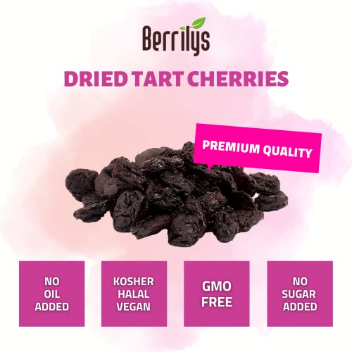 Berrilys Dried Tart Cherries, Unsweetened, 5 LB, Pitted, Unsulfu...